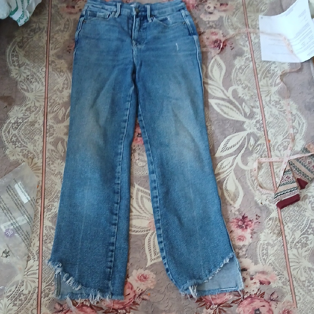 Good American Good Curve Raw Hem Jeans